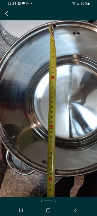 Oală inox 28 cm.cu fundul triplu stratificat 13 litri Ofertă 159 lei