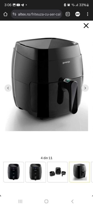 Friteuza cu aer cald GORENJE noua, 3.5l, 1400W, negru