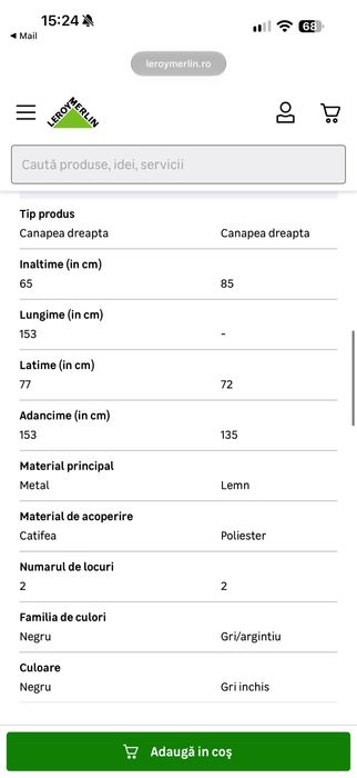 Canapea 157 cm nou