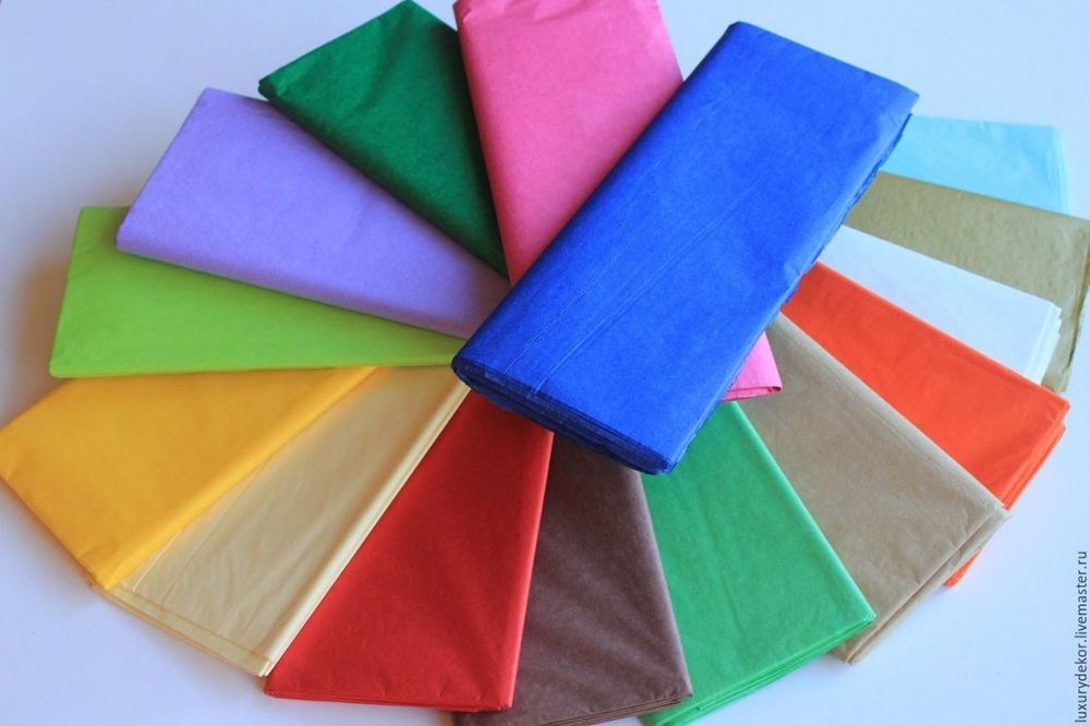 Тишью упаковочная бумага  Размер 70х50см Цвет белый черный розовый