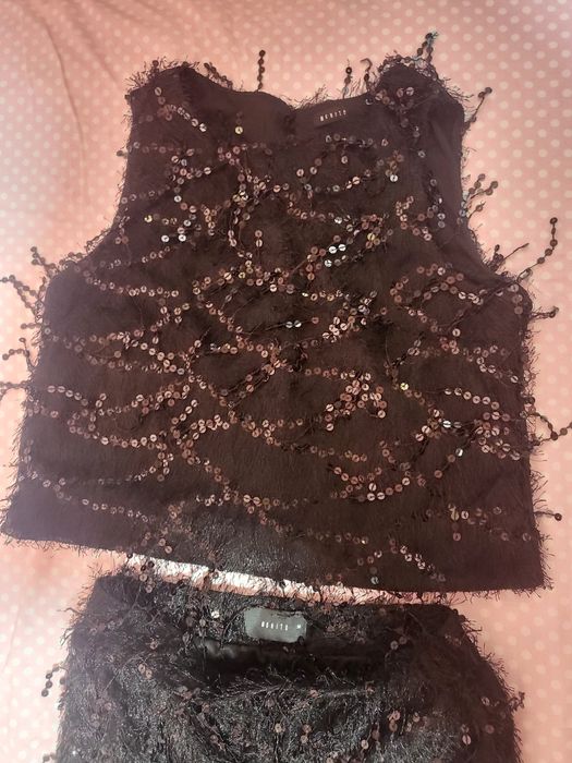 Парти комплект с пайети черен