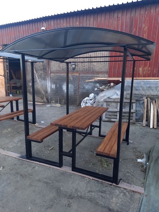 Foișor, pavilion metalic lemn masiv structură fier