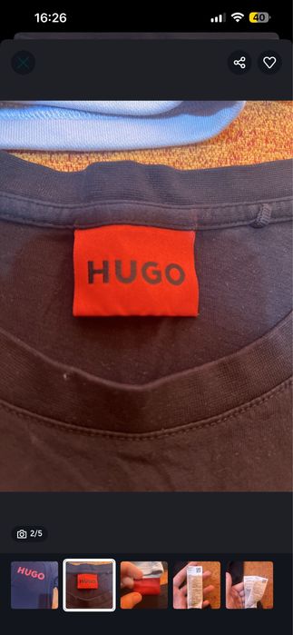 tricou hugo negru cu rosu