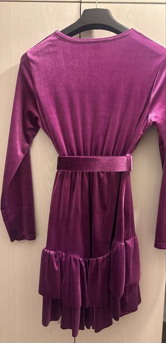 Rochie catifea mov – ca nouă, mărime S–M