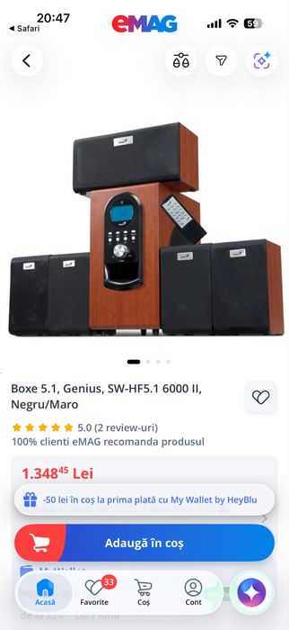 Sistem audio 5.1 genius sw hf 5.1 6000 - Boxe pc tv