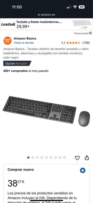Vand Tastatură ultra-subțire și mouse fără fir noua