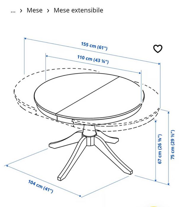 Masa extensibila rotunda