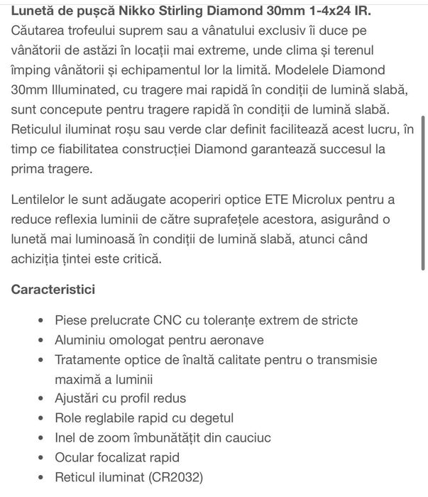 Luneta Vanatoare Nikko Stirling Diamond