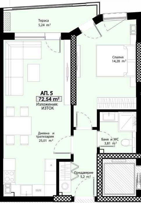 Продава се Двустаен апартамент в Пловдив, Христо Смирненски - 72 кв.м за 1209 €/кв.м - Снимка #1