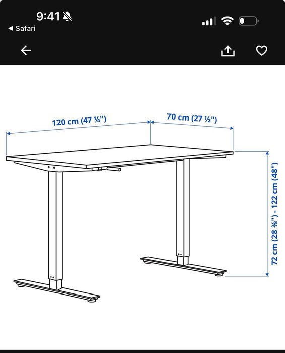 Birou Reglabil pe inaltime Ikea Trotten