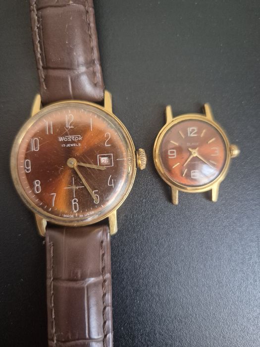 Wostok и Slava часы позолоченные