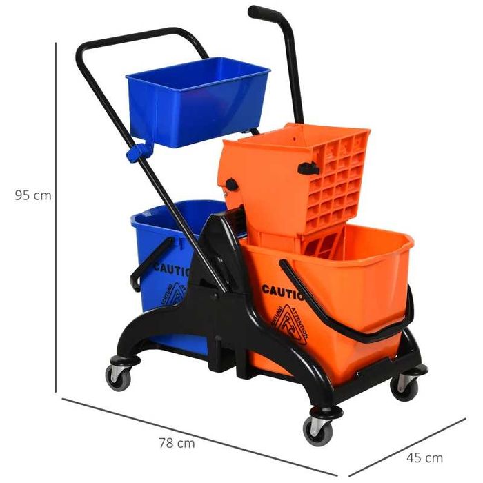 Професионална количка за почистване с 2 x 26L кофи