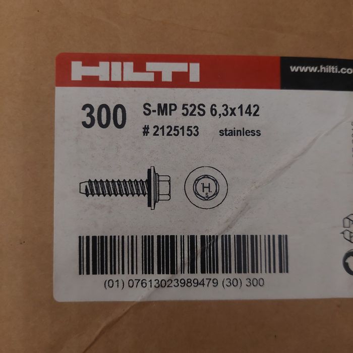 Vand suruburi autofiletant Hilti, panouri sandwich, S-MP 52 S 6,3x152
