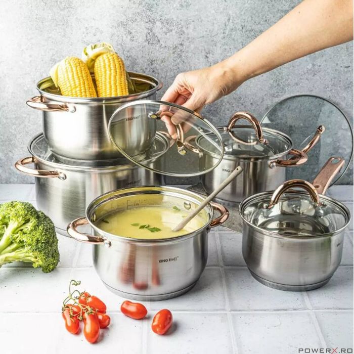 Set 5 oale cu capac,16/16/18/20/24 cm,rose,Kinghoff