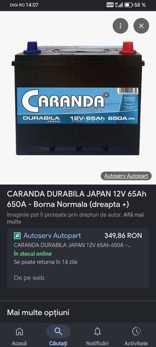 Caranda baterie auto nouă