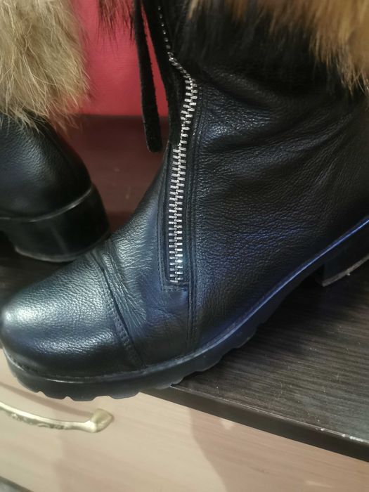 Дамски боти, 39 номер, естествена кожа, естествен пух