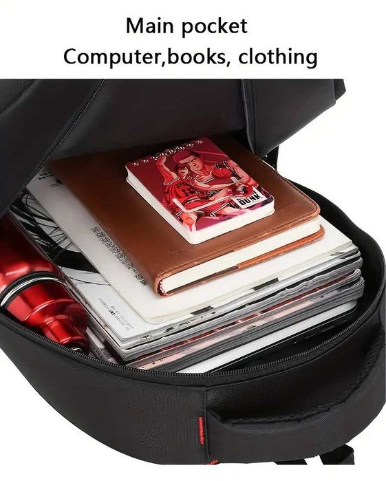 Висококачествена раница с много, 5 отделения 47см височина, Черна