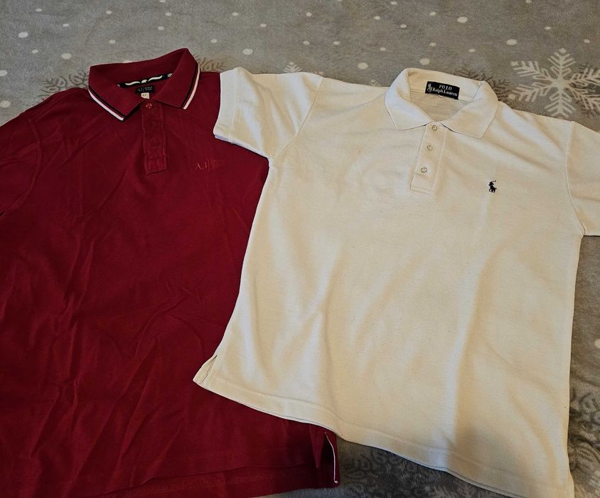 doua tricouri polo armani ralph lauren rosu alb