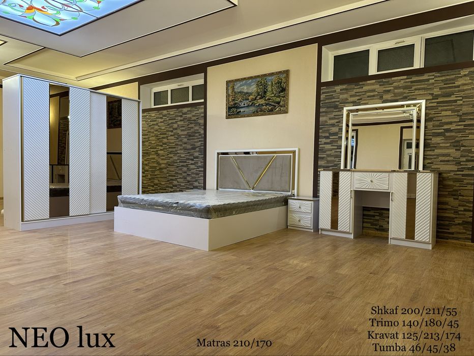 Yotoqxona mebeli skidkada matras bilan