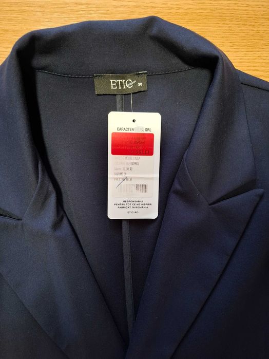 Sacou bleumarin nou cu etichetă, vâscoză, potrivit pentru vară,