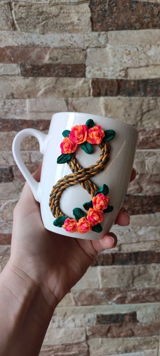 Чаши декорирани с полимерна глина