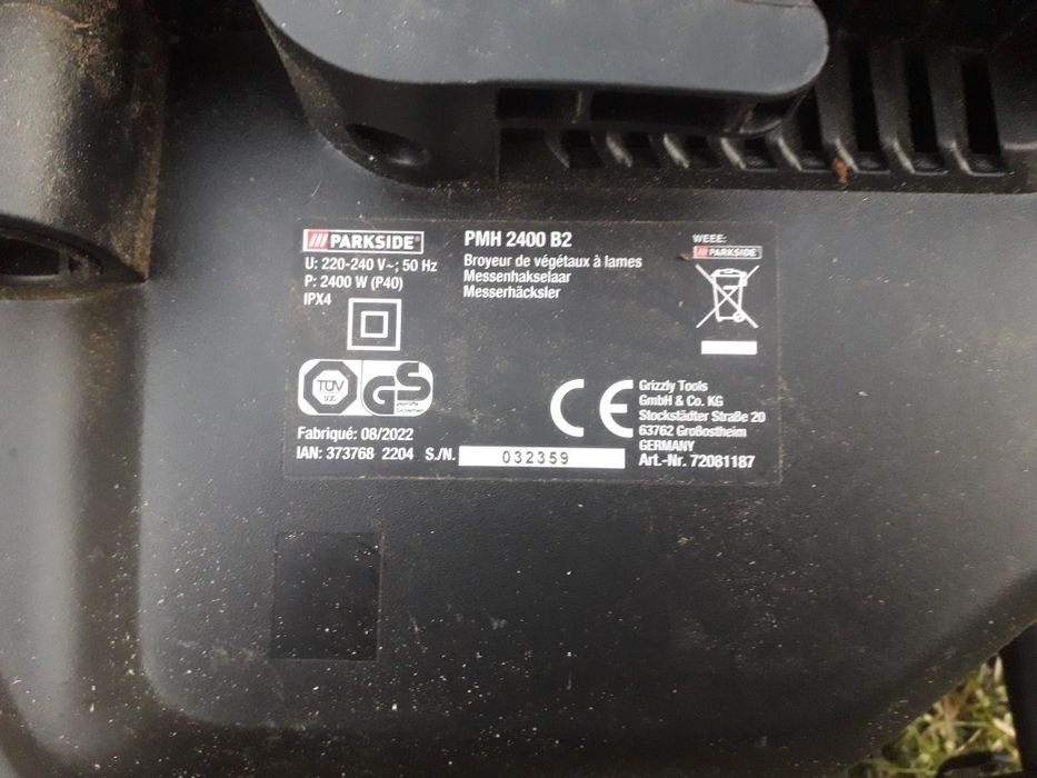 Tocator crengi si resturi vegetale electric Parksaid PMH 2400 W