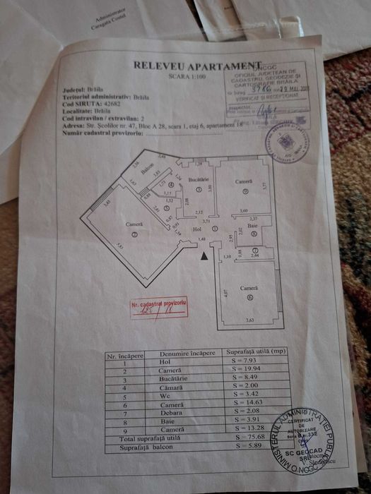 Apartament 3 camere 2 bai 82mp 1982 etaj 6 Scolilor