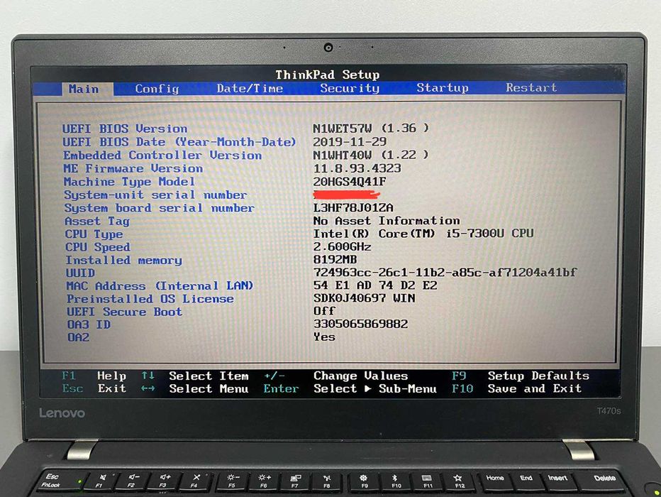 Промоция+ ГАРАНЦИЯ Лаптоп Lenovo T470s/Intel Core i5/8GB RAM/256GB SSD