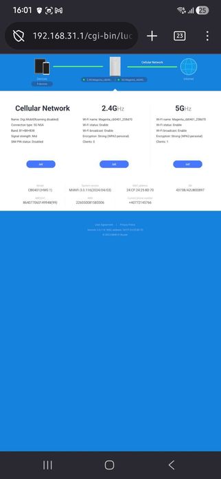 Router 5G Xiaomi CPE AX5400 (CB0401), testat cu Digi (cartela Orange, vede reteaua, insa nu se conecteaza)