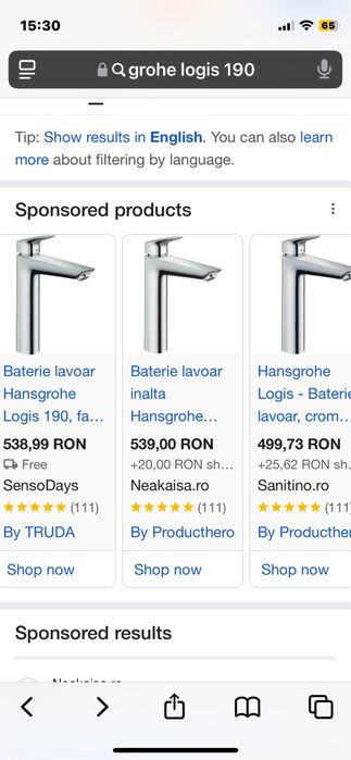 Vand baterie lavoar grohe logis 190