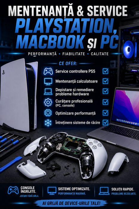 Service PS5 si controllere, PC, macbook,