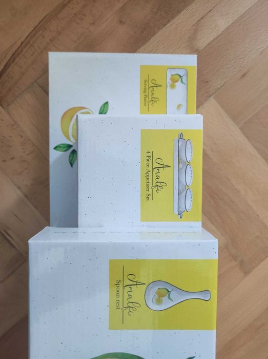 Кухненски сет/комплект от 3 части с лимони от порцелан Амалфи