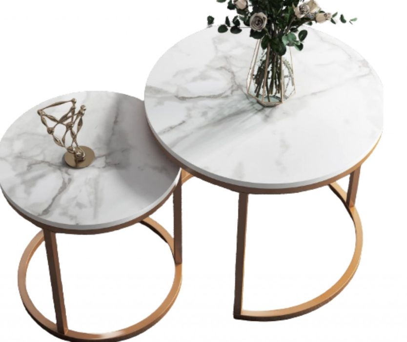 Два броя кръгли масички за кафе с модерен дизайн