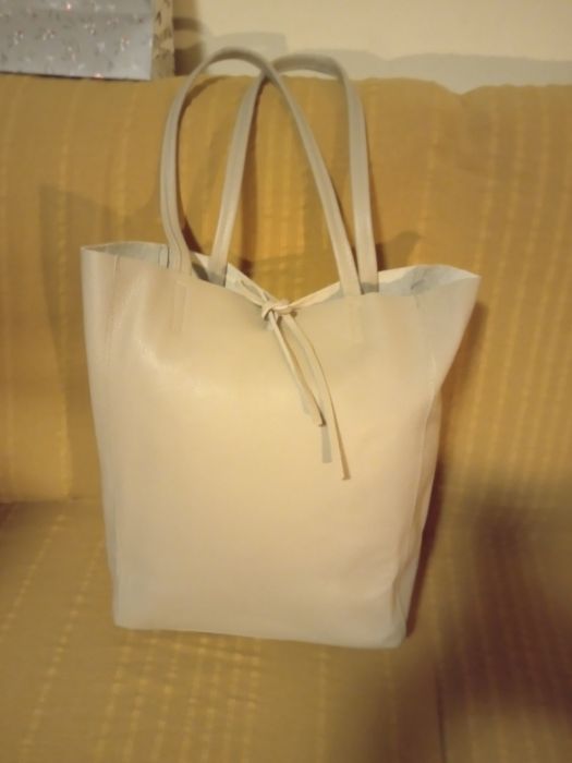 Geanta de dama, Piele naturala, Corda Beige, Bej