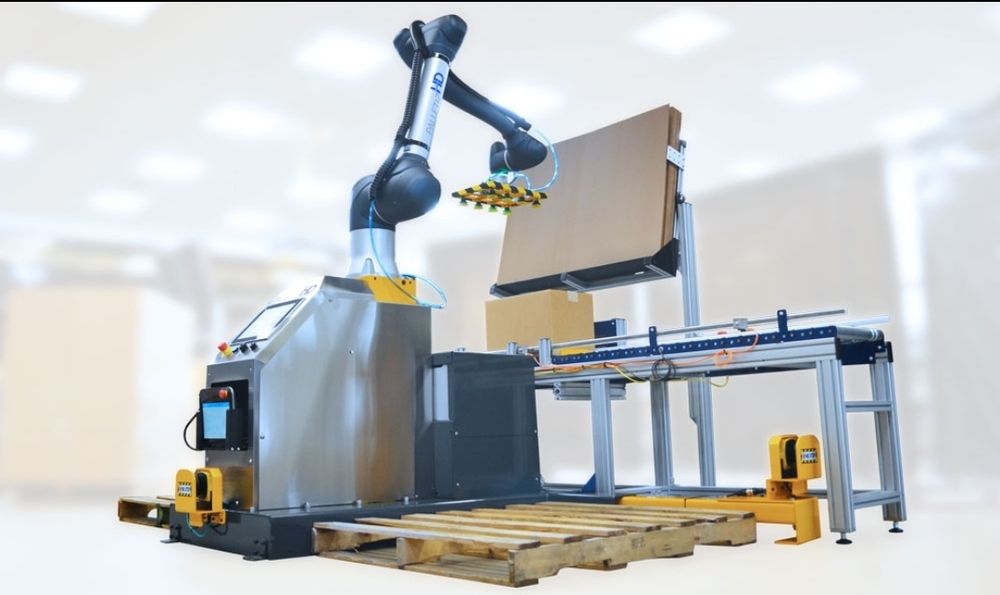„Палетизиращ индустриален робот – автоматично подреждане на чували/кут