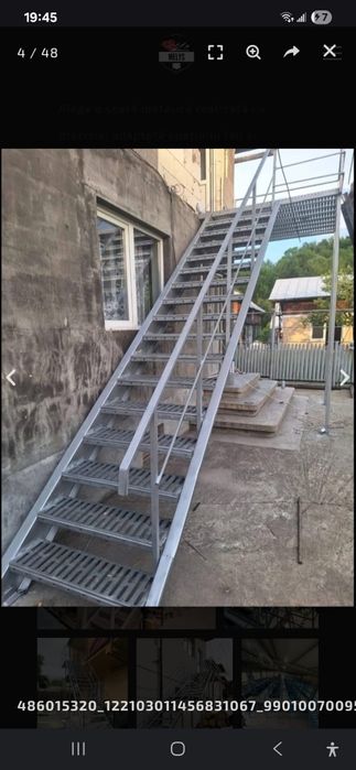 Vând scarii metalice zincate exterioare și pentru incendii , platforme