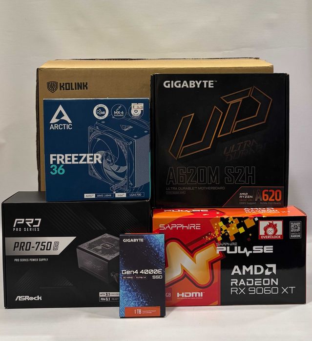 Геймърски компютър AMD Ryzen 7 8700F, RX 9060 XT 16GB, 16GB ram