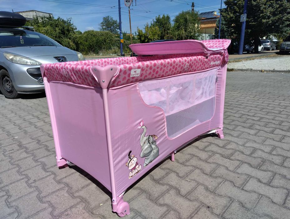 LORELLI Детска кошара на 2 нива с повивалник MOONLIGHT розов