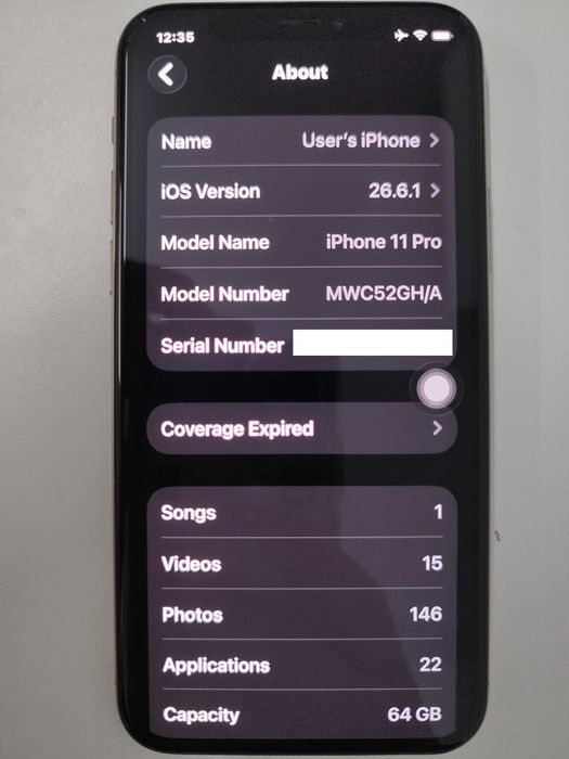 Iphone 11 Pro 64Gb Gold- 90% батерия, iOS 26.7