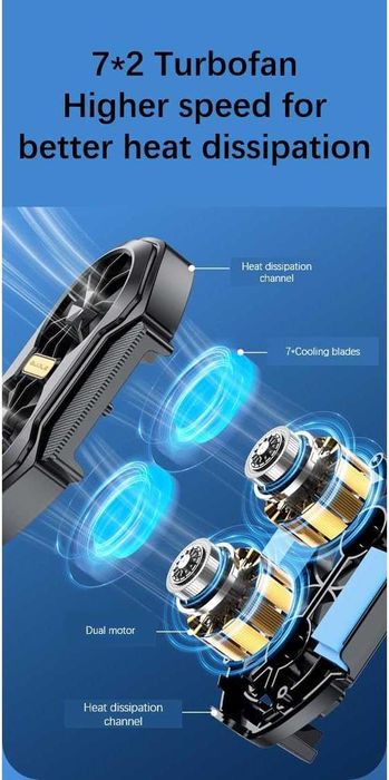 FS01 Мощен охладител за смартфон с двоен вентилатор – за Гейминг