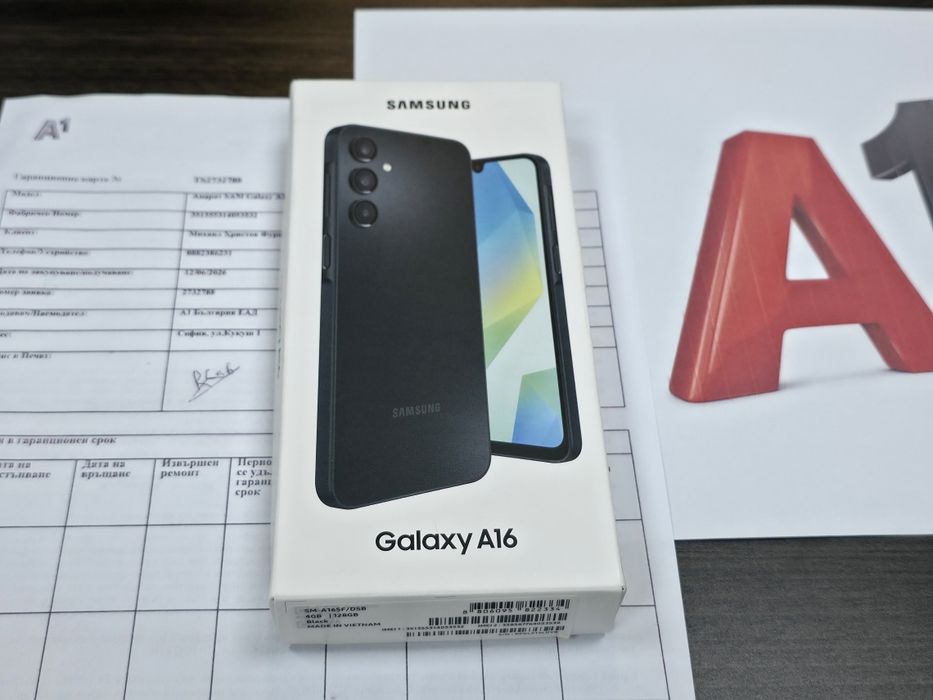 ЗАПЕЧАТАН 128GB Samsung A16 Гаранция от A1 до 2028г. Black | Черен