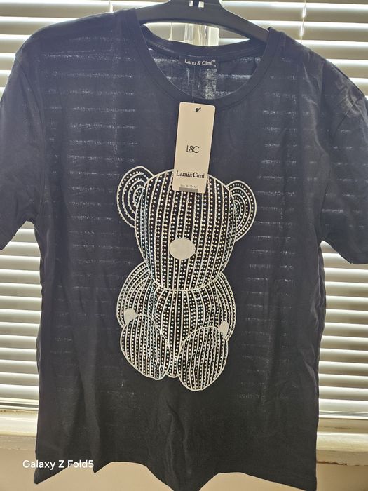 Дамска блуза  мече с камъни