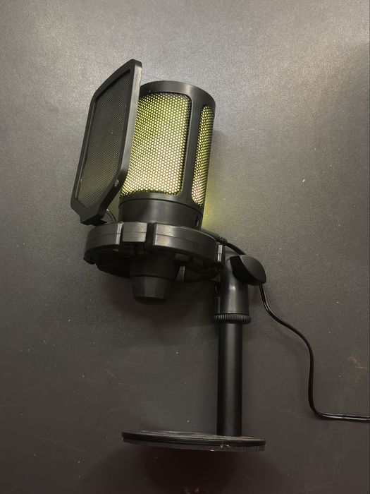 Microfon Streaming Nor-Tec, RGB LED, Cardioid, Jack 3.5mm, Control Volum, Stand Metal, pentru Gaming, Podcast si Streaming