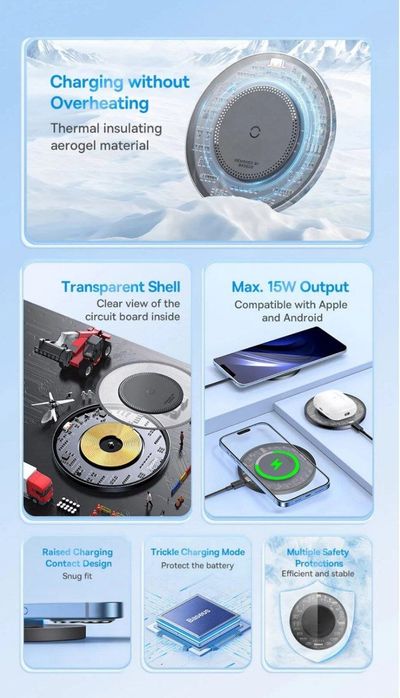 Baseus 15w Беспроводная зарядка для телефона
