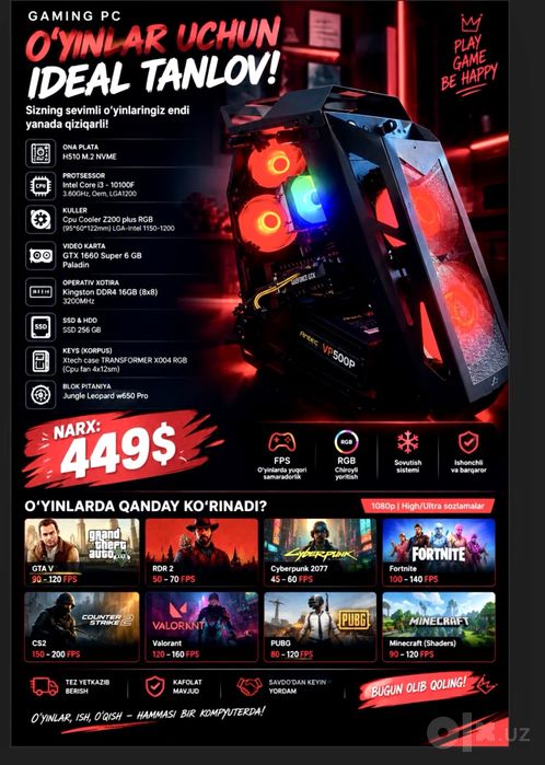 Gaming pc kompyuter igravoy arzon