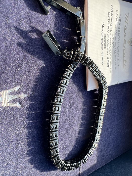 Bratara Unisex Tennis Maserati cu zirconiu negru M22, lungime 21cm
