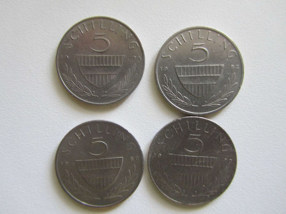 4х 5 Австрийски шилинга - 1970, 1974, 1980, 1982