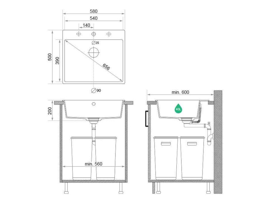 ГОРЕЩИ КОМПЛЕКТИ Пълен Мивка РИГА + Смесител 9700 PRO+ Сифон -Цветове
