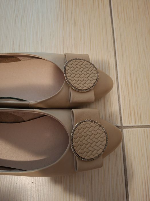 Balerini bej piele naturala