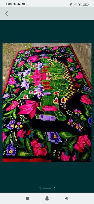 COVOR/LIPIDEU țesut manual din lăna naturală cu urzeala de bumbac